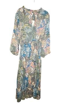 NWT MISA Los Angeles Mixed Floral Paisley Tiered Maxi Dress - Size L